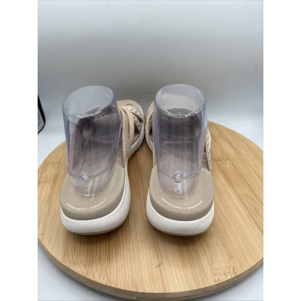 Clarks CloudSteppers Mira Isle Sand Textile Women's Sandals Size 10 Slide